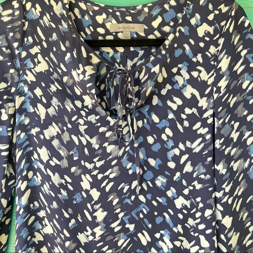 100% SILK CLASSIQUES ENTIER BLOUSE WATERCOLOR LS SIZE SMALL - Picture 6 of 8